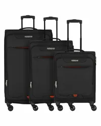 American Tourister Street Roll 4 Rollen Kofferset 3-teilig mit Dehnfalte black Schwarz