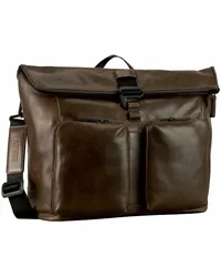 Leonhard Heyden Porto Messenger Leder 38 cm grau Braun