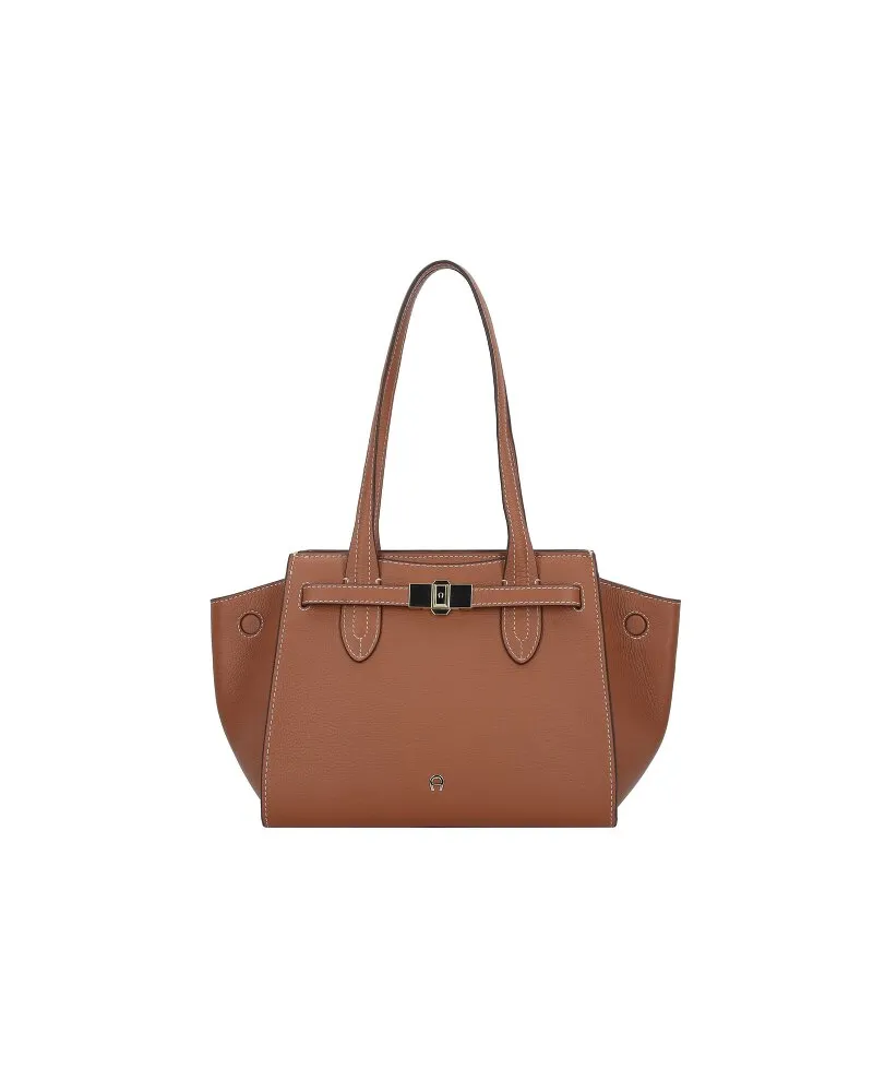 Aigner Farah Schultertasche Leder 38 cm cognac brown Braun