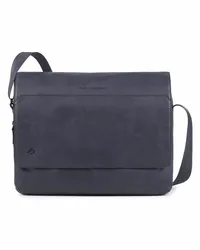 Piquadro Black Square Messenger Leder 37 cm Laptopfach blue4 Blau