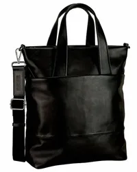 Leonhard Heyden Hamburg Handtasche Leder 32 cm Schwarz