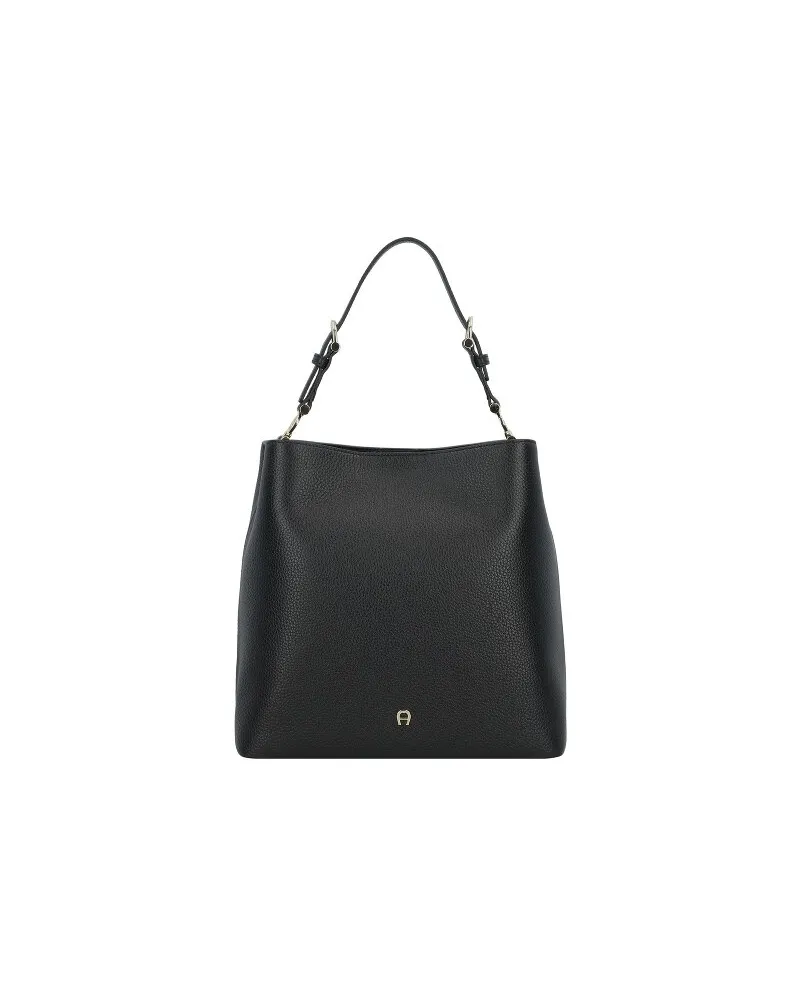 Aigner Delia Schultertasche Leder 27 cm black Schwarz