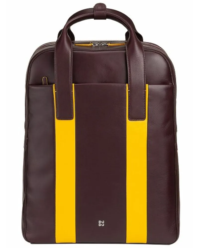 dudubags Rucksack Leder 40 cm Laptopfach burgundy Rot