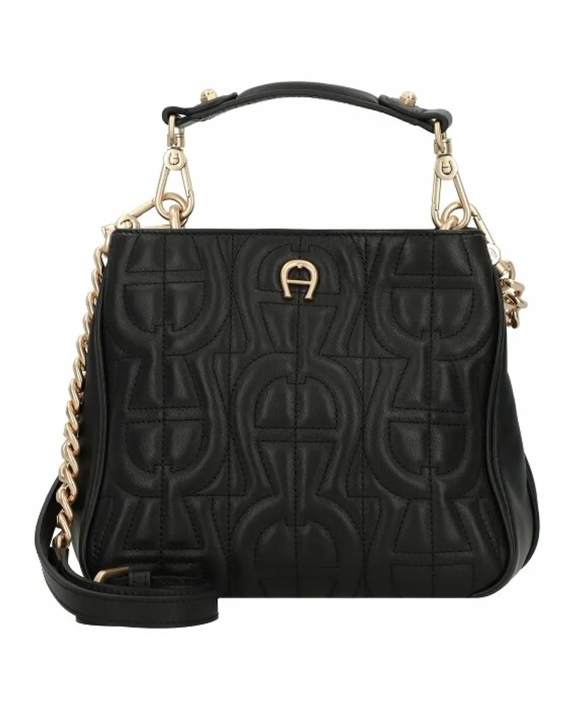 Aigner Diadora Handtasche Leder 20 cm black Schwarz
