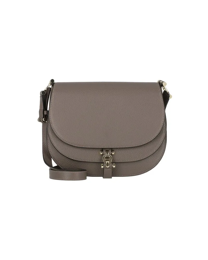Aigner Delia Umhängetasche S Leder 25 cm coal brown Grau