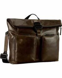 Leonhard Heyden Porto Umhängetasche Leder 32 cm grau Braun