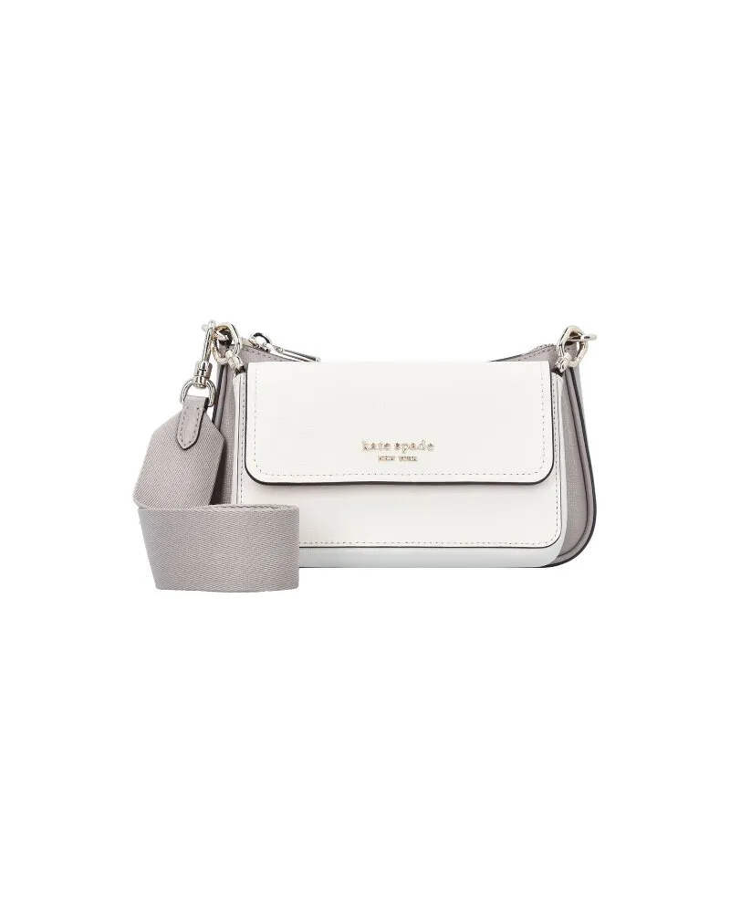 Kate Spade Double Up Umhängetasche Leder 20 cm warm taupe multi Grau