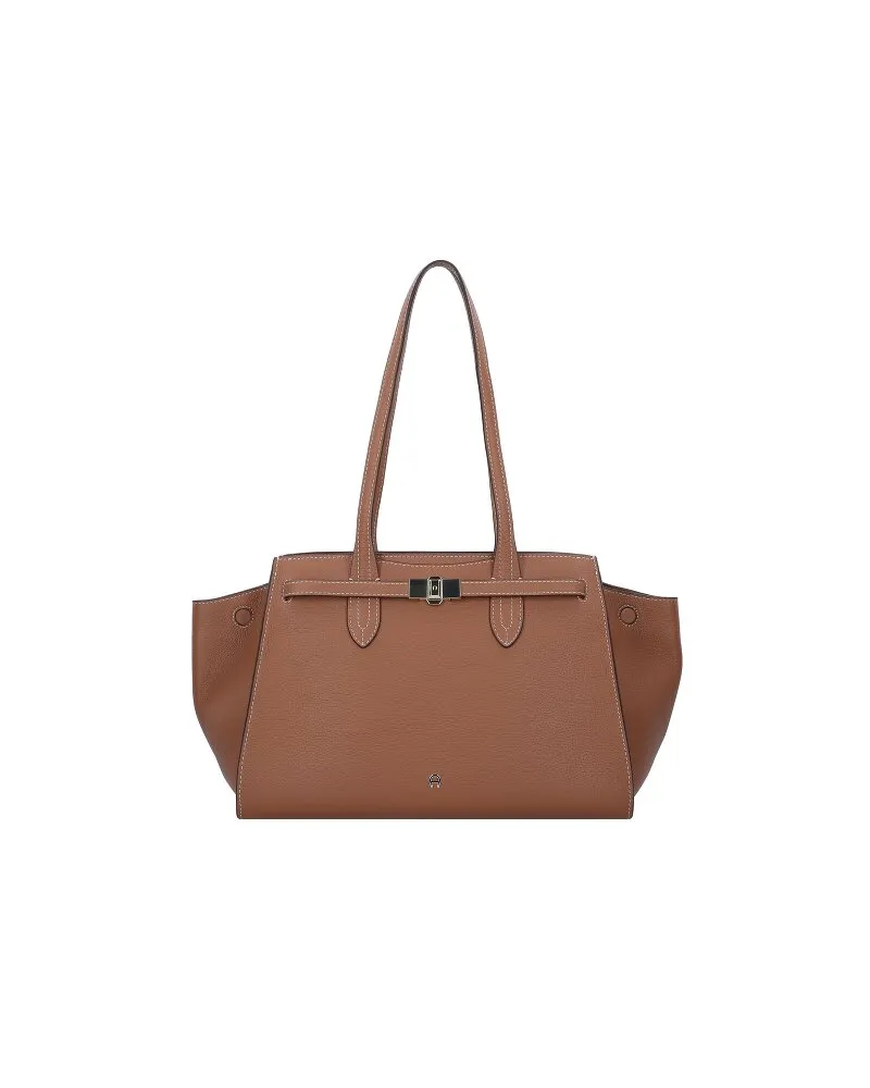 Aigner Farah Shopper Tasche Leder 52 cm cognac brown Braun