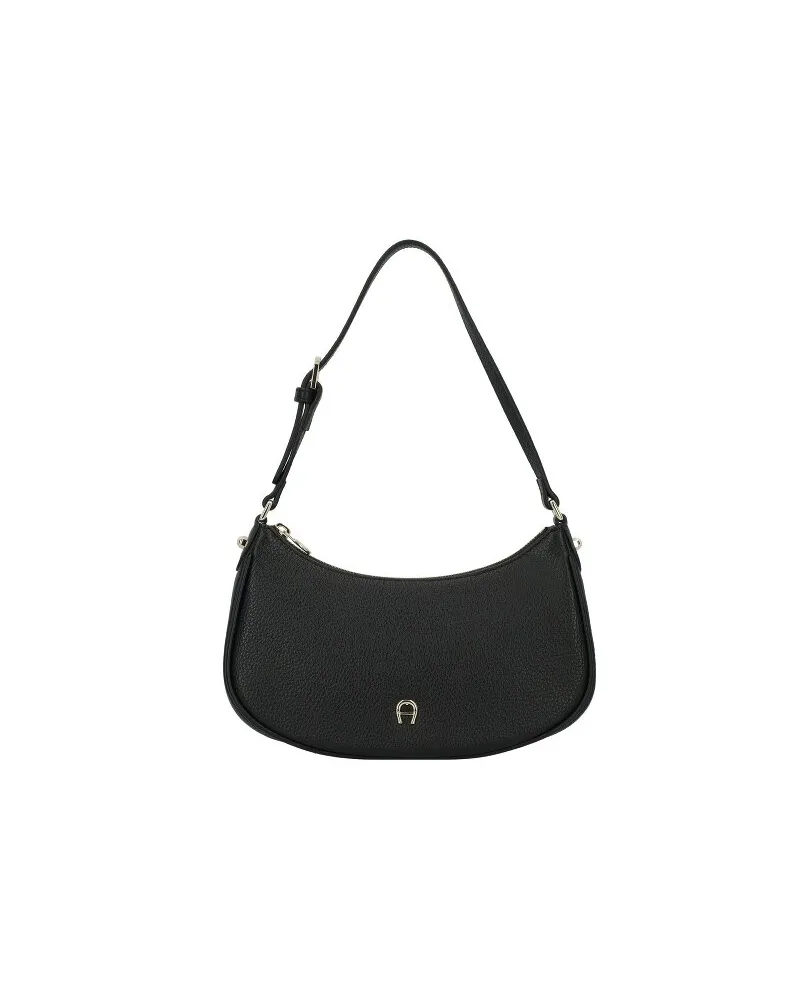 Aigner Diadora Schultertasche Leder 25 cm black Schwarz