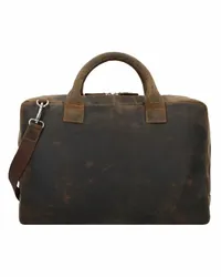 Plevier Retro Adler Aktentasche Leder 42 cm Laptopfach dunkel Braun