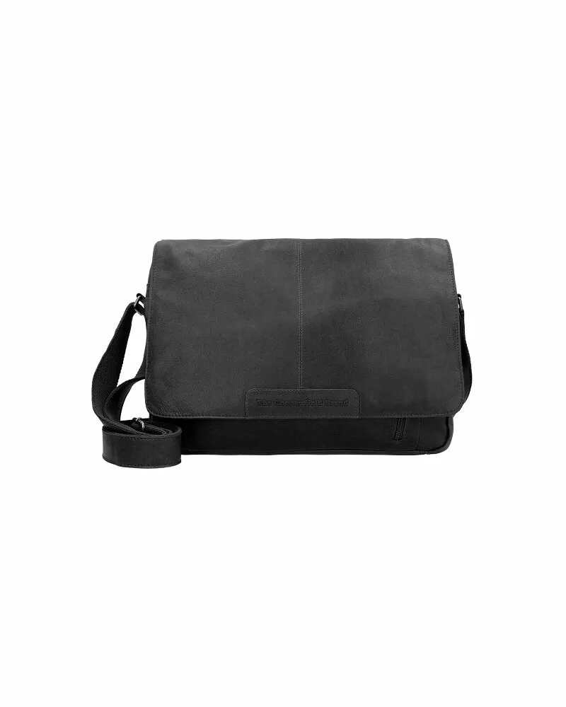 The Chesterfield Brand Wax Pull Up Messenger Leder 40 cm Laptopfach black Schwarz