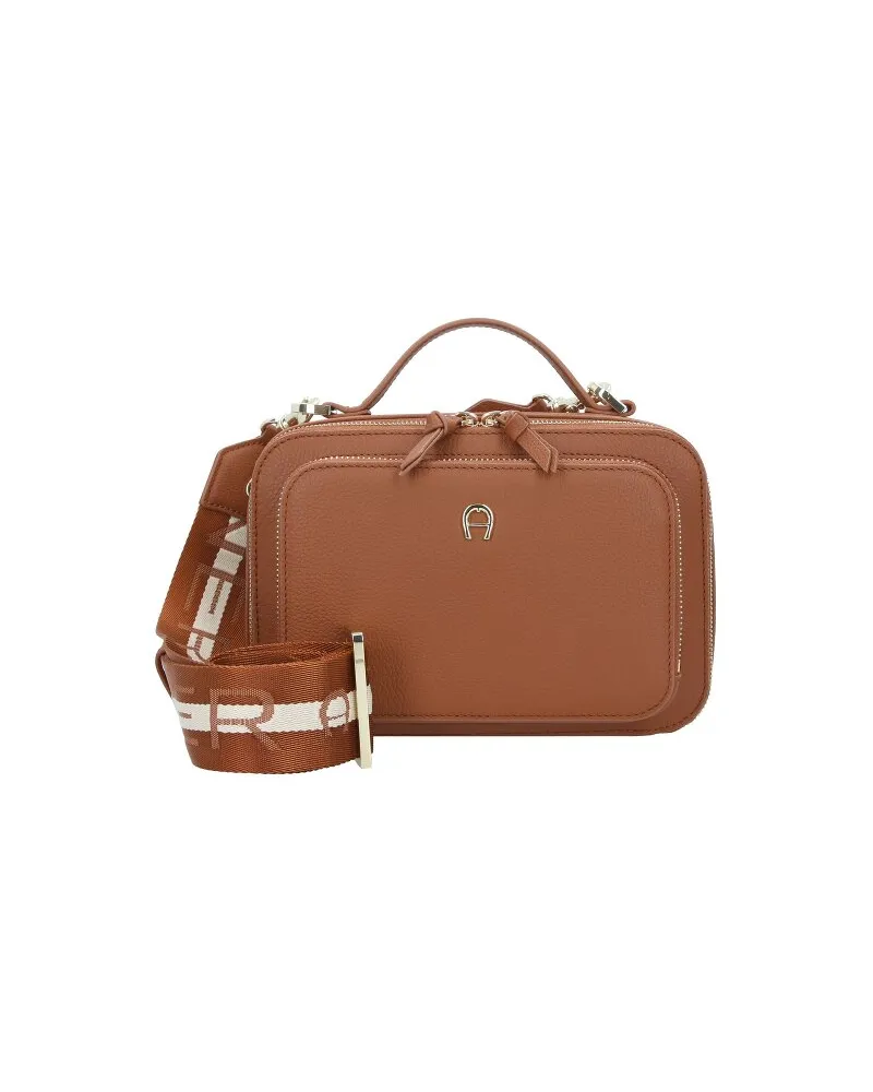 Aigner Zita Handtasche Leder 22 cm cognac brown Braun