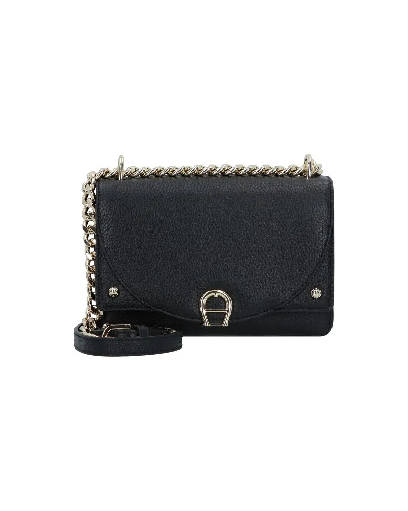 Aigner Diadora Schultertasche Leder 20 cm black Schwarz