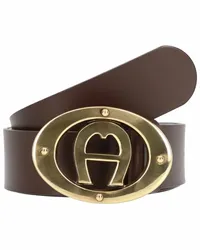 Aigner Logo Gürtel Leder ebony Braun