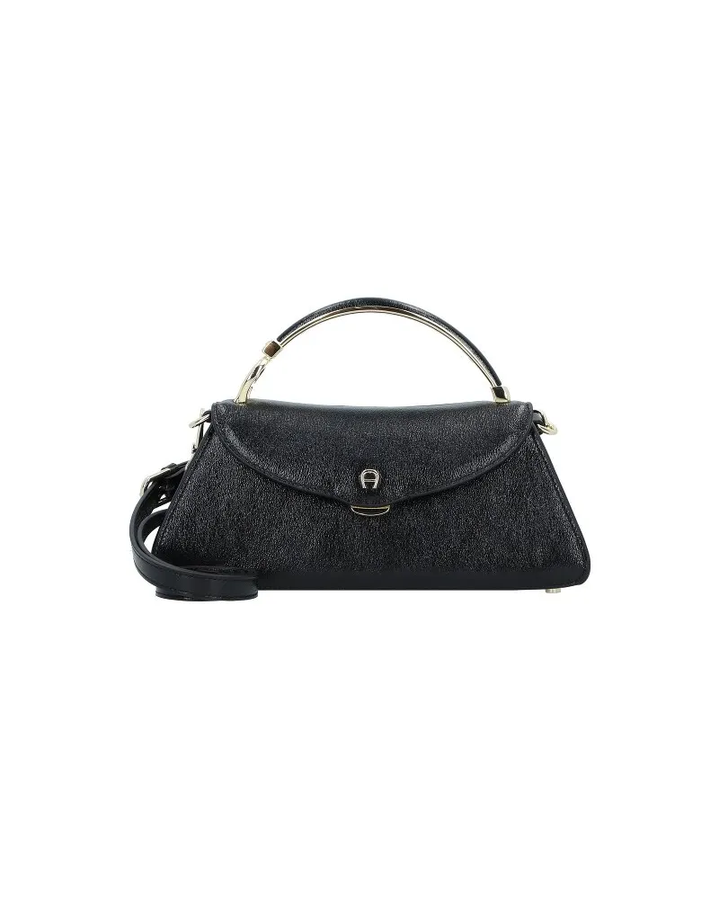 Aigner Staffa Handtasche Leder 25.5 cm black Schwarz