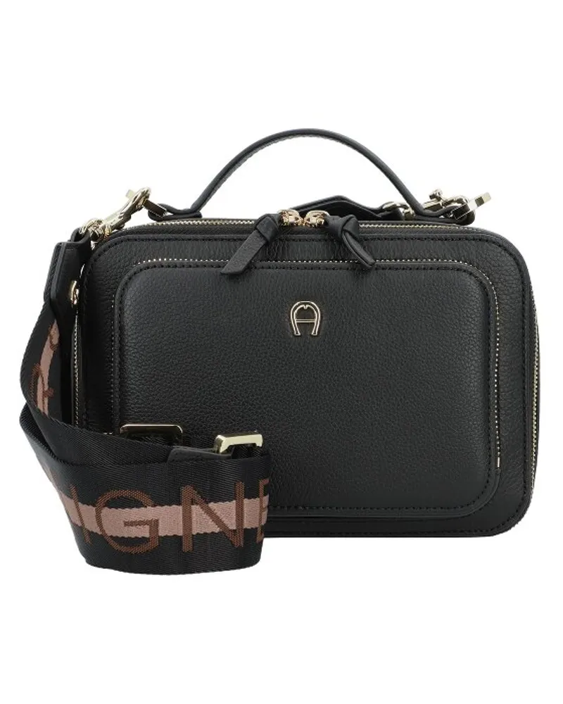 Aigner Zita Handtasche Leder 22 cm black coloured Grau