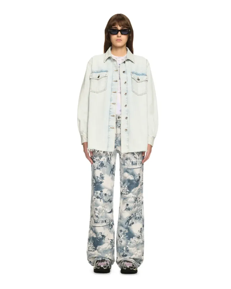 OFF-WHITE Weiße Denim Fresco Hemdjacke Blau