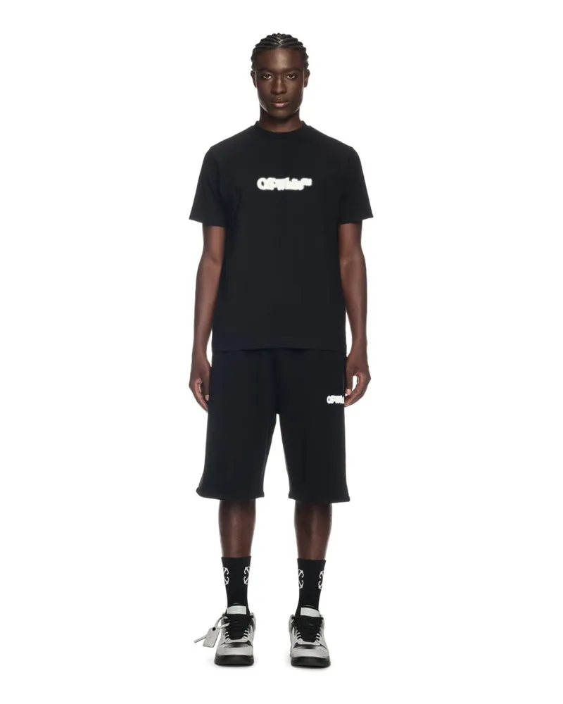 OFF-WHITE Schwarzes T-Shirt mit gesprühtem Pfeil-Motiv Schwarz