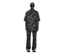 Schwarze Jacquard Bowlinghemd