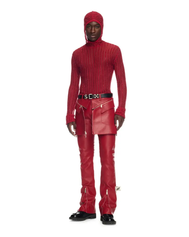 OFF-WHITE ENGE SKINNY JEANS MIT REIßVERSCHLUSS Rot