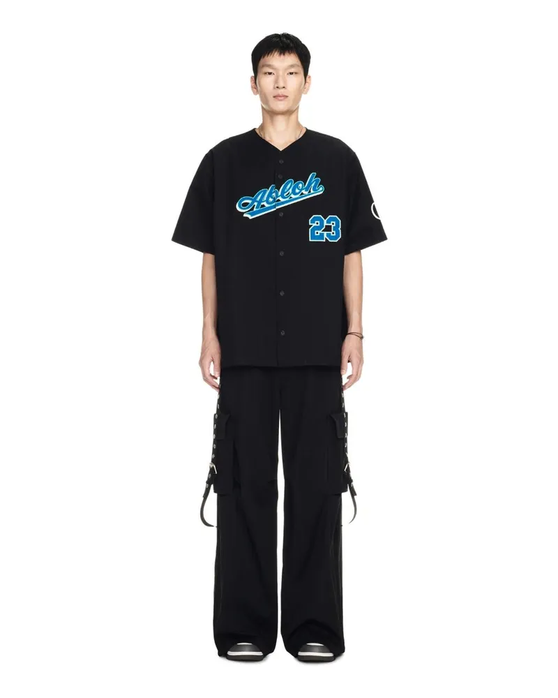 OFF-WHITE Kurzärmeliges Hemd mit Baseball-Logo Schwarz