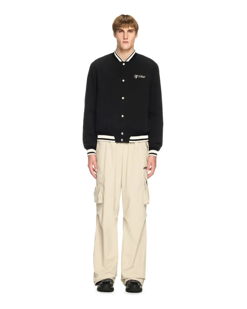 OFF-WHITE Schwarze Script Souvenir Collegejacke Schwarz