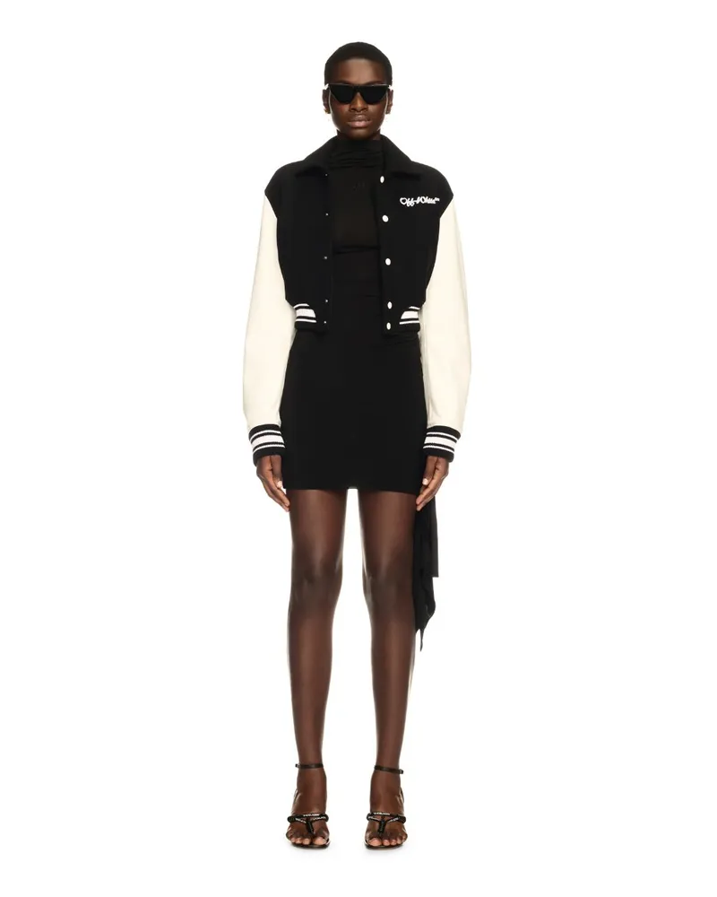 OFF-WHITE SCHWARZ/WEISSE CROPPED COLLEGEJACKE Weiß