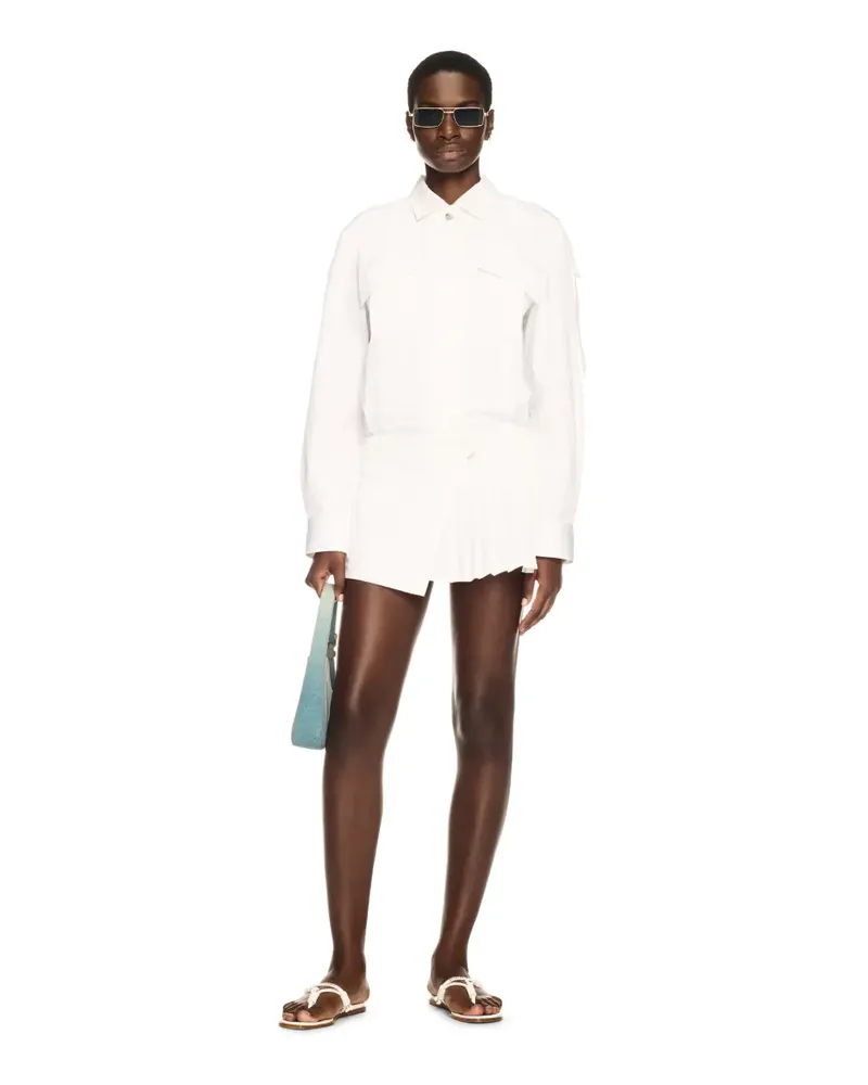 OFF-WHITE Weißes Savana Popeline Mini-Kleid Weiß