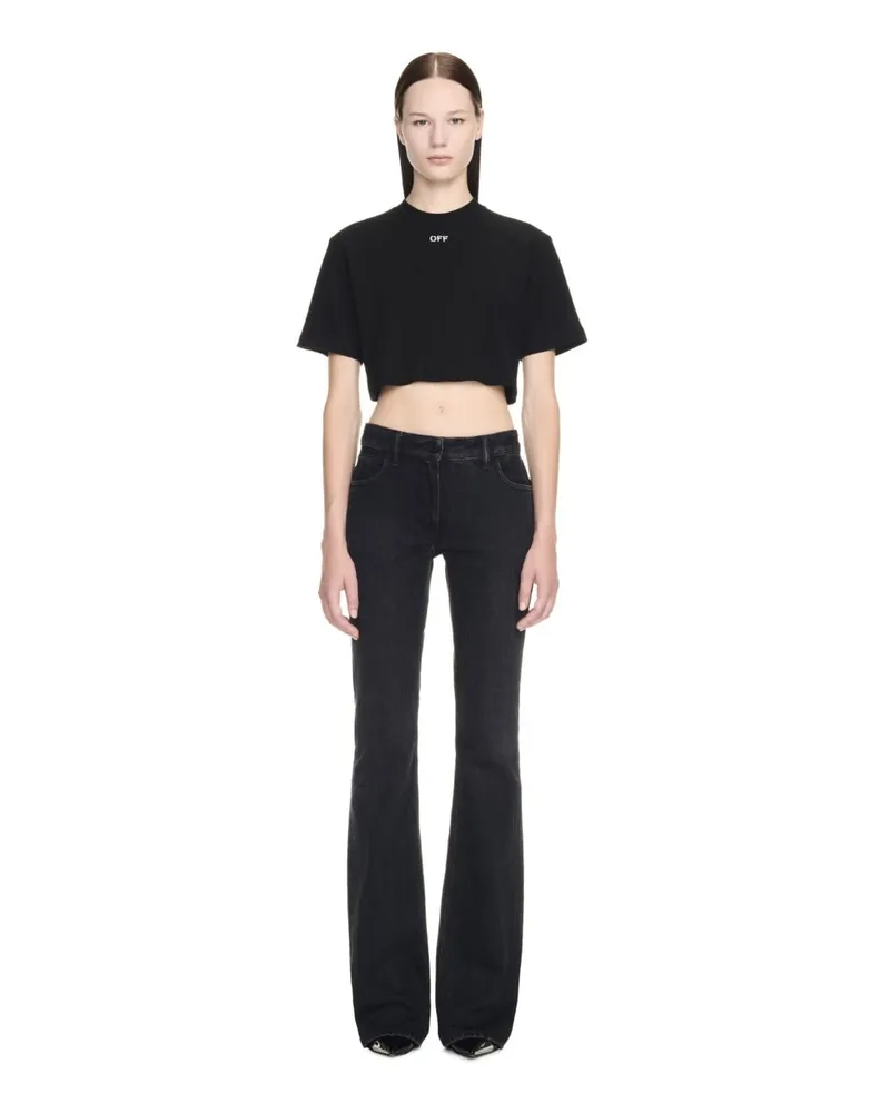 OFF-WHITE Off Aufdruck Cropped T-Shirt Schwarz