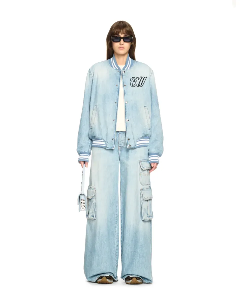 OFF-WHITE Helle blaue Denim Cargo-Hose mit weitem Bein Blau
