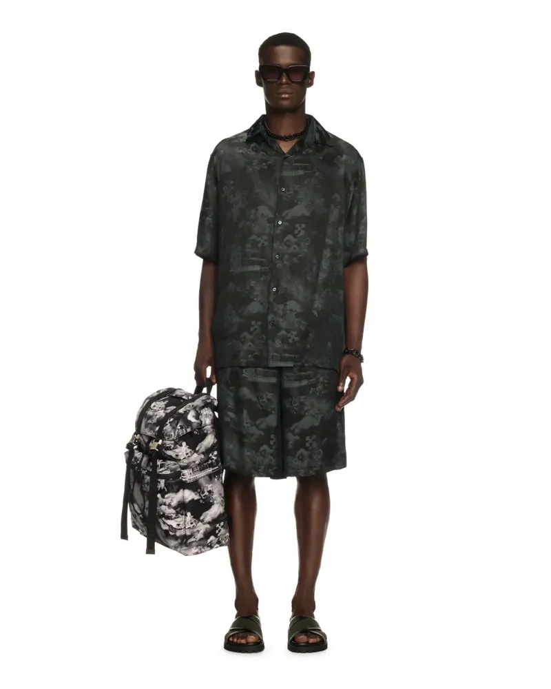 OFF-WHITE Schwarze Jacquard Bowlinghemd Schwarz