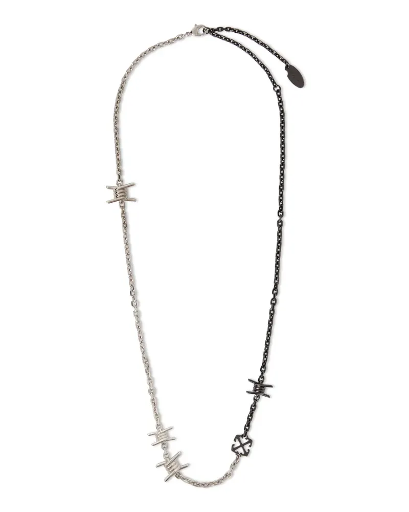OFF-WHITE Zweifarbige Halskette mit Stacheldraht-Motiv Silber