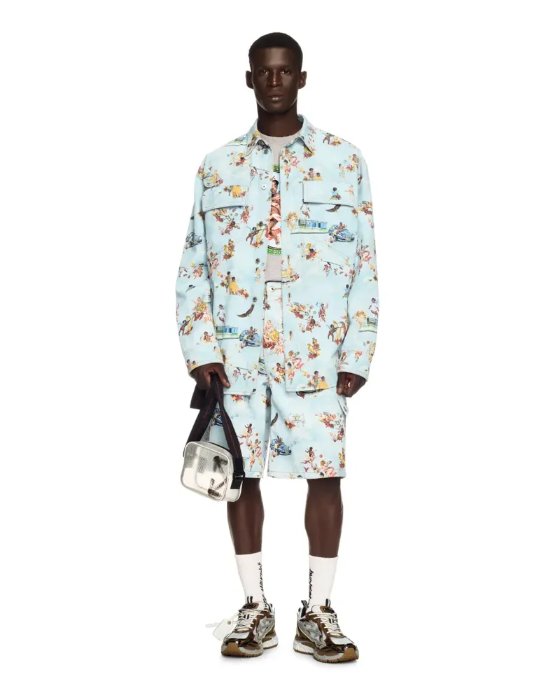 OFF-WHITE HELLBLAUE/MULTIFARBENE FRESKO CARGO-SHORTS Blau