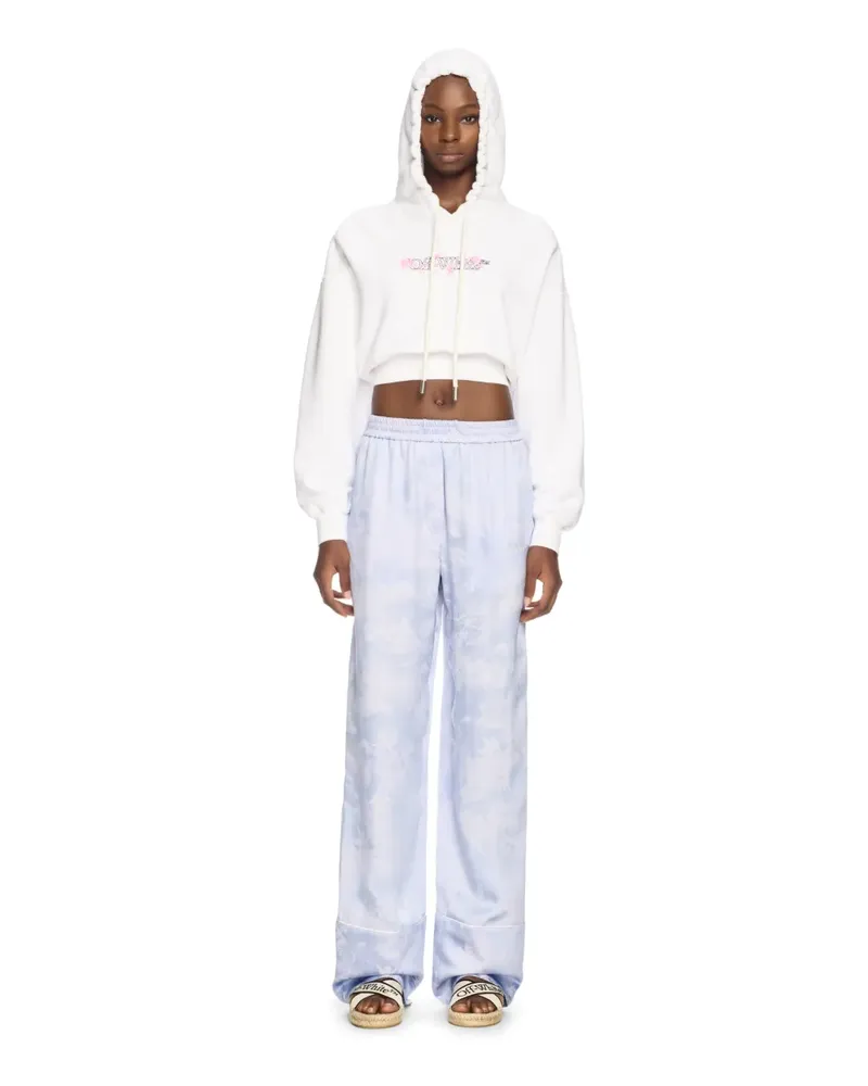 OFF-WHITE Weißer Cropped Hoodie mit Rosen Weiß