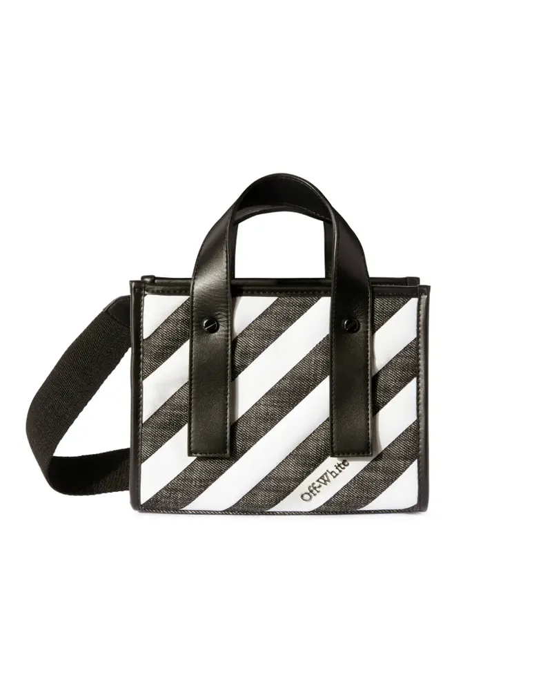 OFF-WHITE GESTEPPTE EINKAUFSTASCHE MIT STREIFEN Schwarz