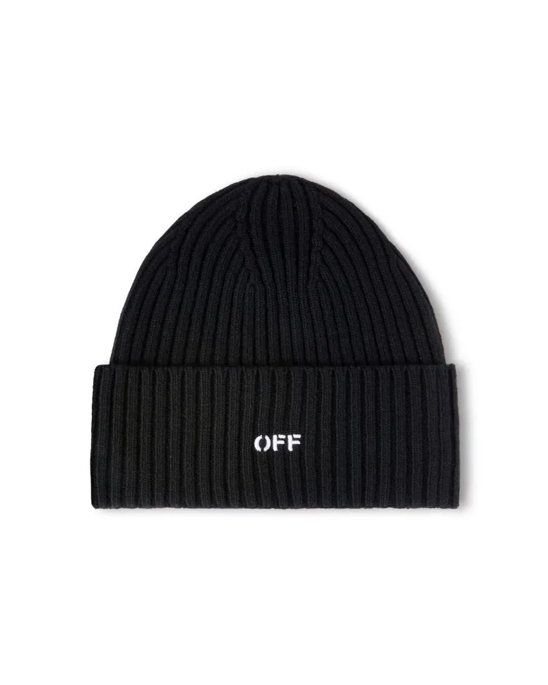 OFF-WHITE OFFSTAMP LÄSSIGER STRICKBEANIE Schwarz