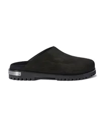 OFF-WHITE COWBOY-CLOGS AUS WILDLEDER MIT METALLLEDER Schwarz