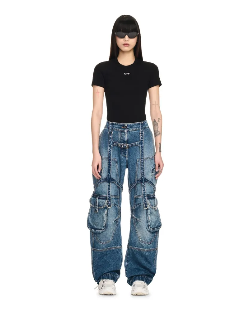 OFF-WHITE Oversized Cargo-Jeans Blau