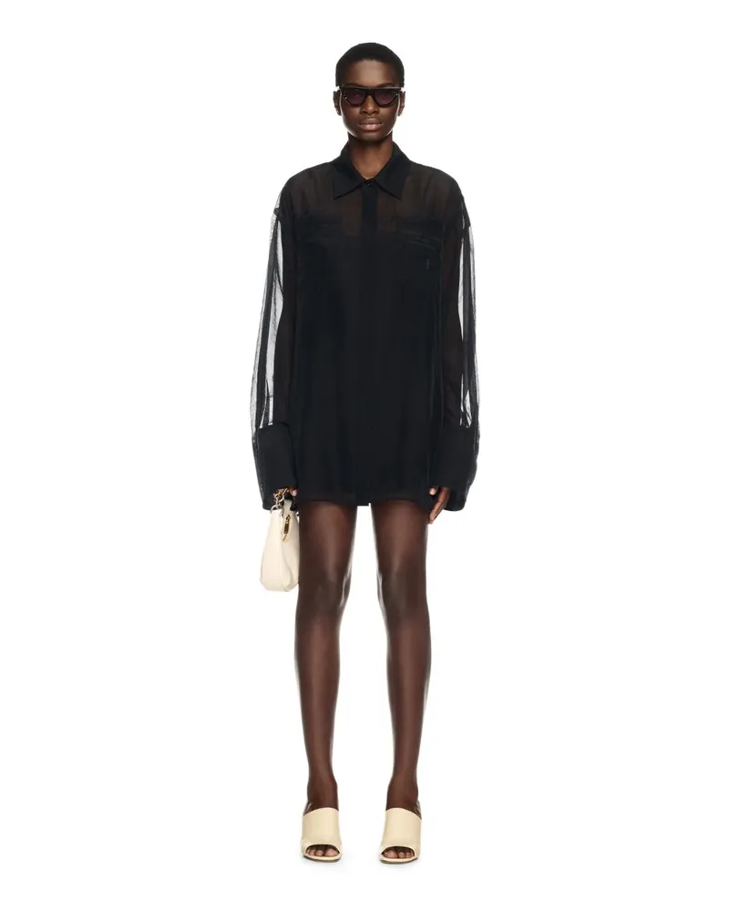 OFF-WHITE SCHWARZES ORGANZA HEMDKLEID Schwarz