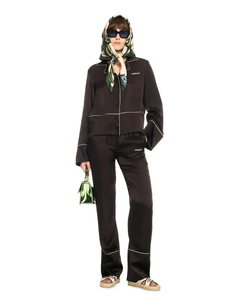 OFF-WHITE BRAUNE SATIN-PYJAMAHOSEN Schwarz