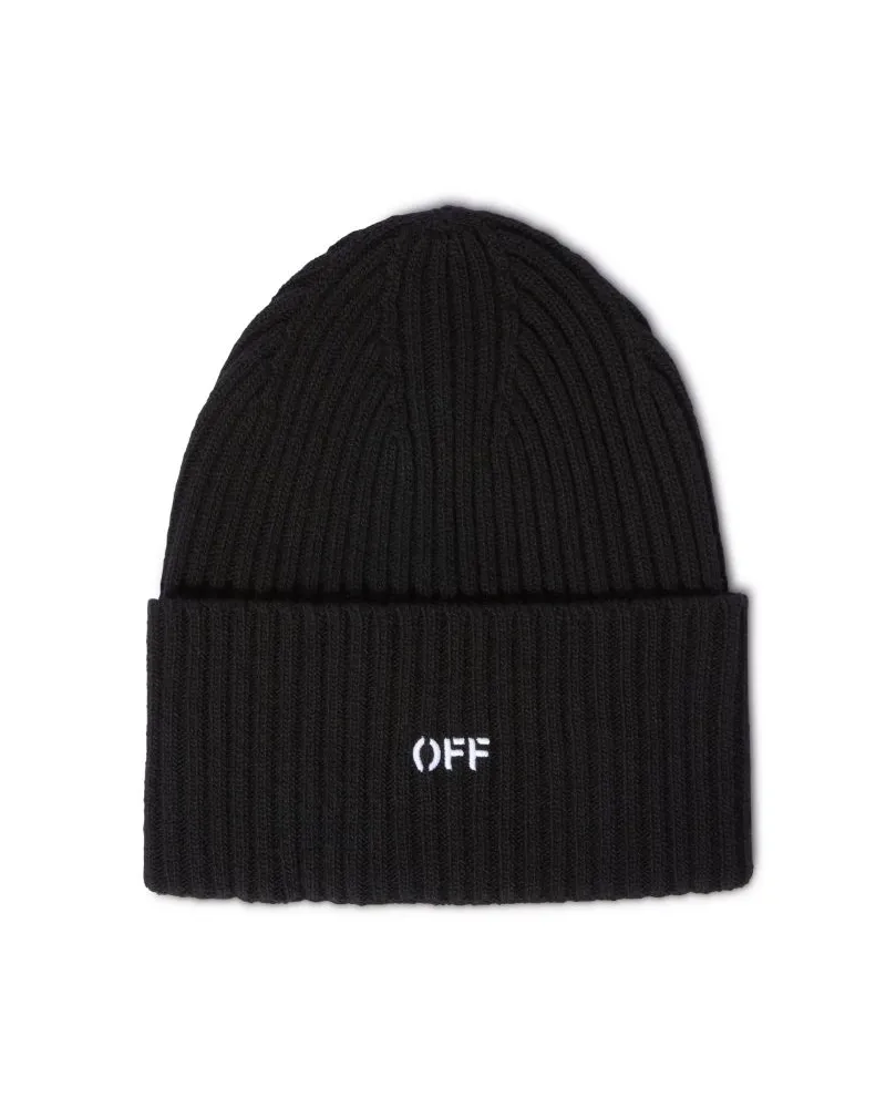 OFF-WHITE Schwarzer Beanie mit Logo Schwarz