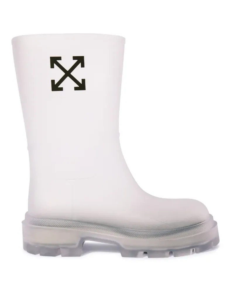 OFF-WHITE Schwarze Regenstiefel mit Pfeil Weiß