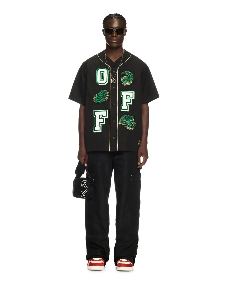 OFF-WHITE SCHWARZES KROKODIL BASEBALLSHIRT Schwarz