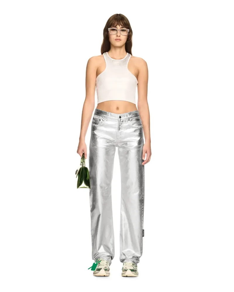 OFF-WHITE SILBERNE DENIM SUSY-HOSEN Silber