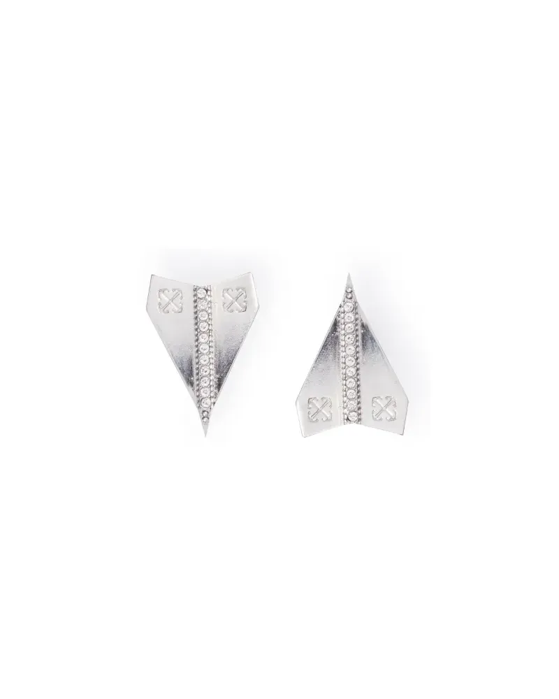 OFF-WHITE SILBERNE PAPIERFLUGZEUG-OHRRINGE 7272