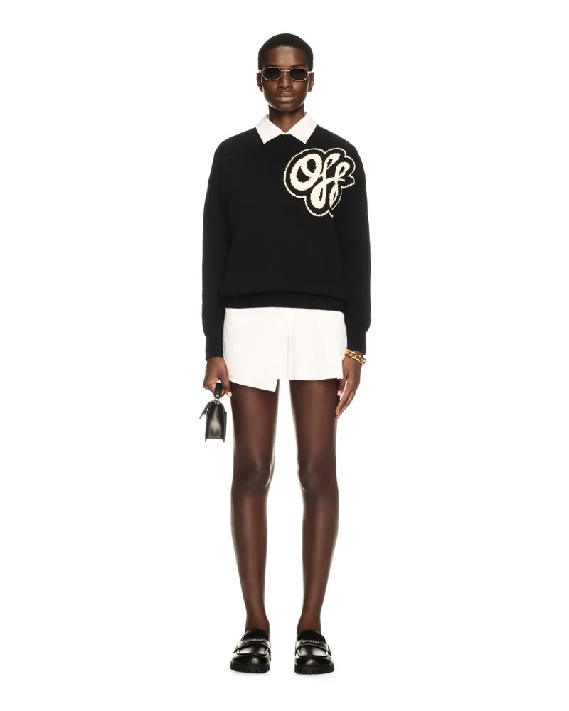 OFF-WHITE SCHWARZER BAUMWOLL/KASCHMIR PULLOVER Schwarz