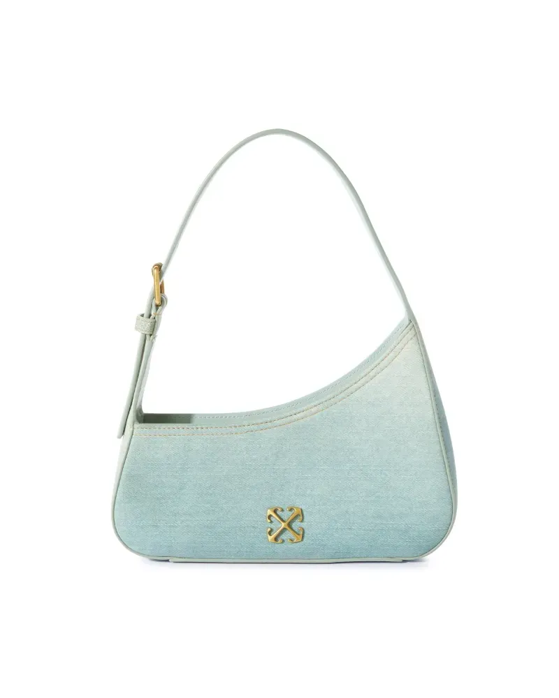 OFF-WHITE Jitney Schultertasche aus Leder im Denim-Effekt Blau