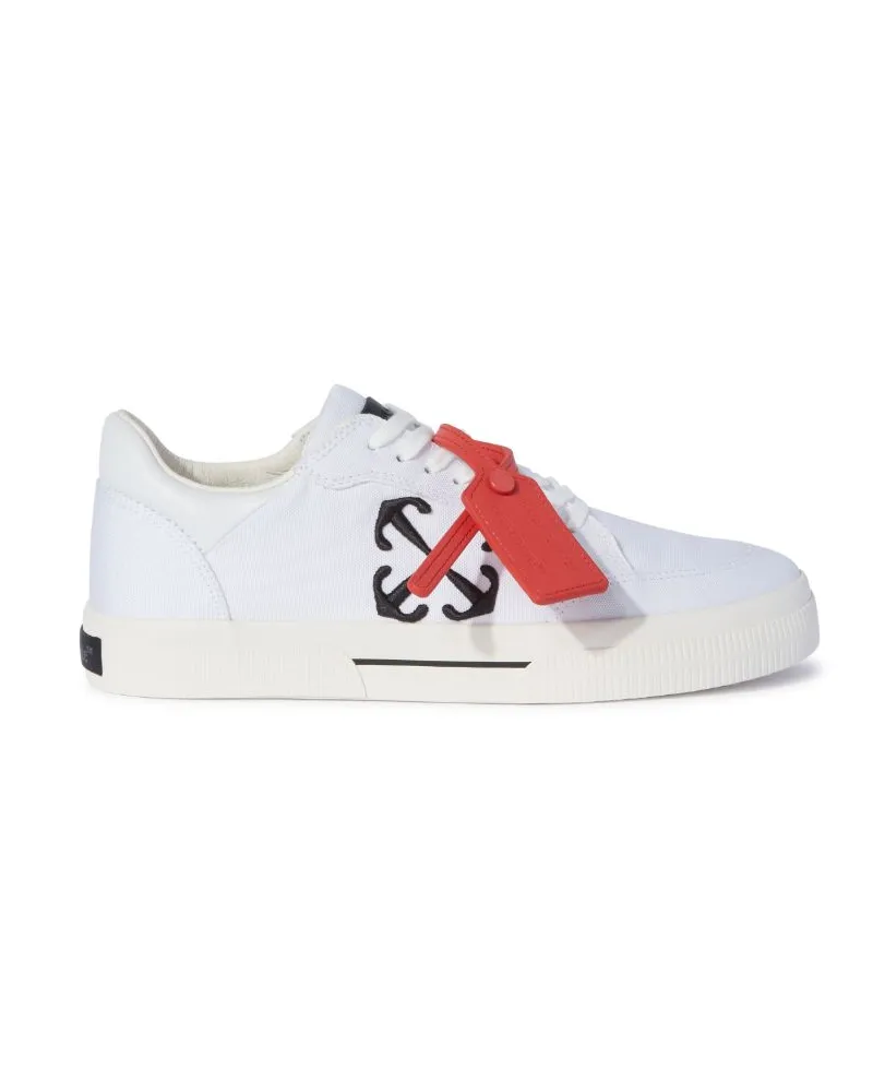 OFF-WHITE Weiß/Schwarzer Canvas Vulkanisierte Sneaker Weiß