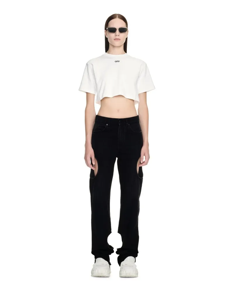 OFF-WHITE Off Aufdruck Cropped T-Shirt Weiß