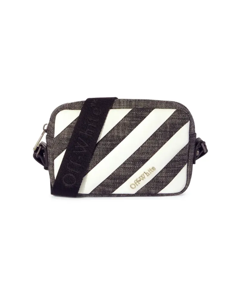 OFF-WHITE GESTEPPTE SCHULTERTASCHE MIT STREIFEN Schwarz